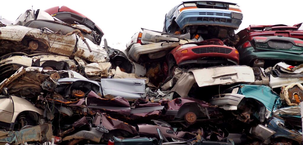 A pile of wrecked cars